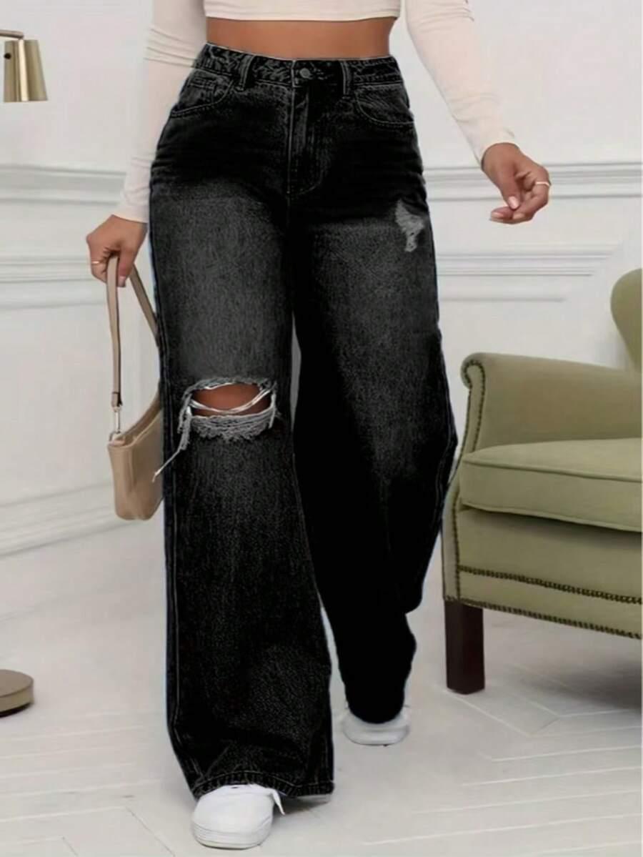 CZARNE SPODNIE JEANS