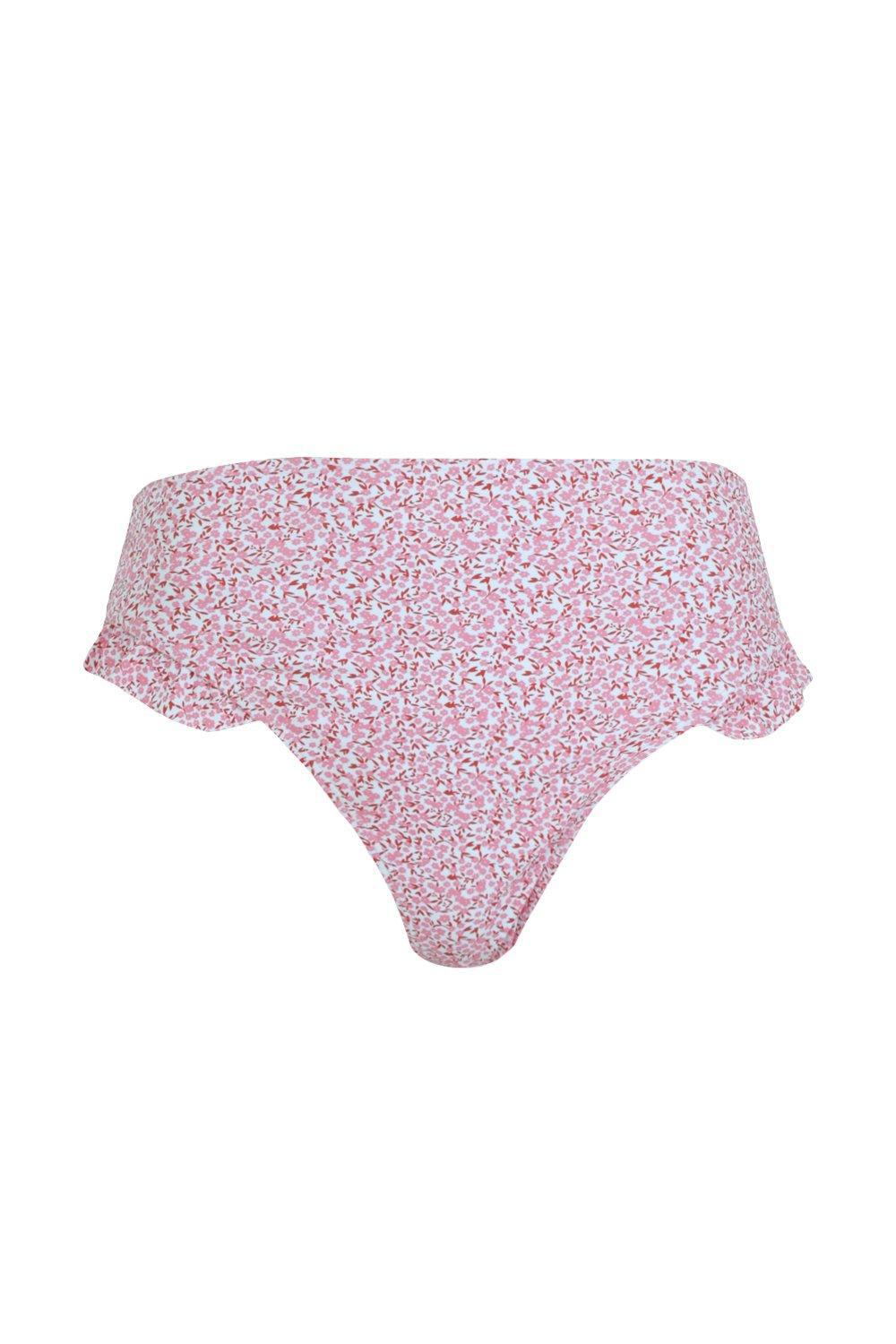dół od bikini wzór kwiaty falbana 