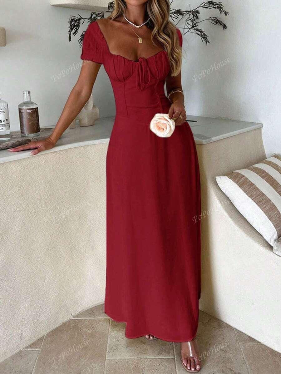 CZERWONA MAXI SUKIENKA