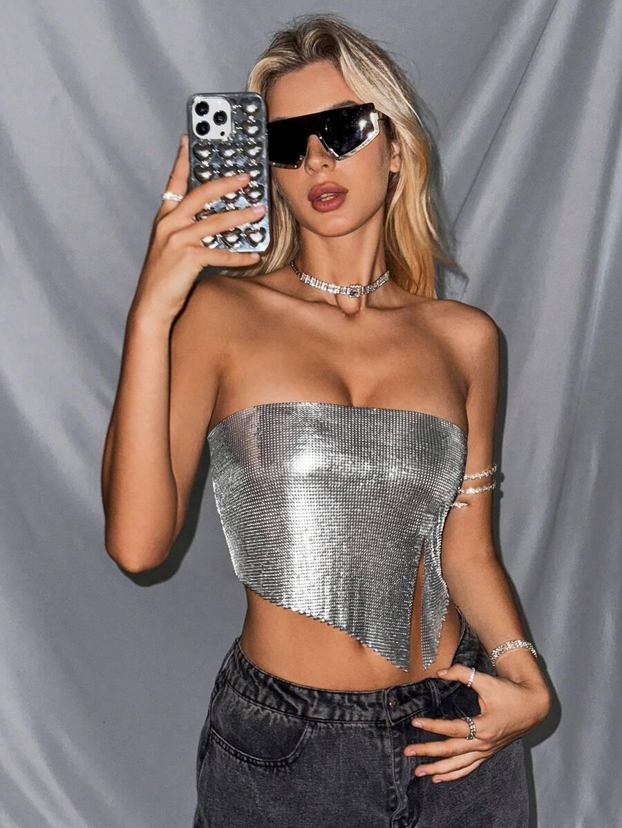 SREBRNY METALICZNY TOP