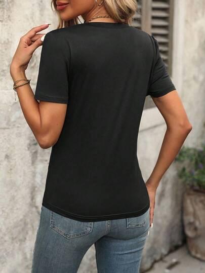 czarny t-shirt v-neck 