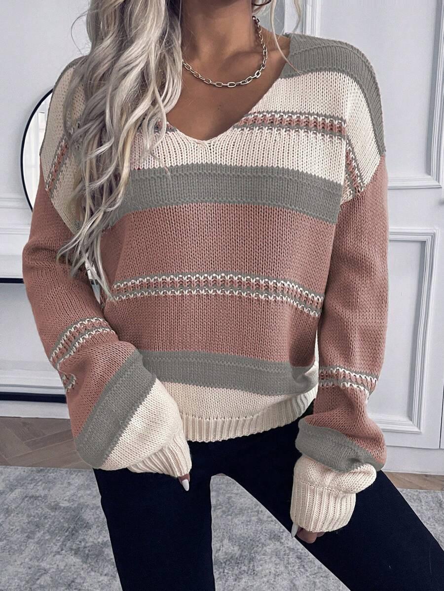 SWETER V-NECK DŁUGI RĘKAW