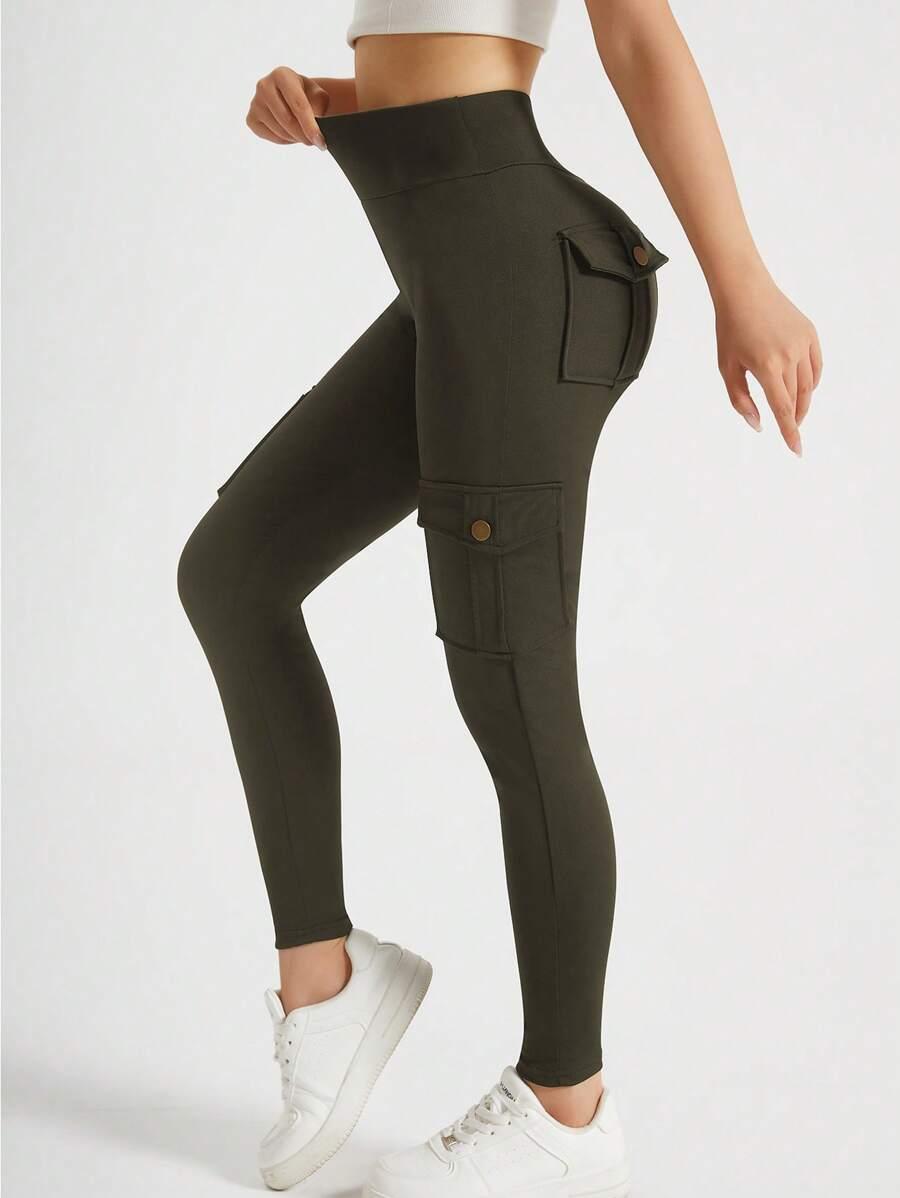 zielone legginsy kieszenie