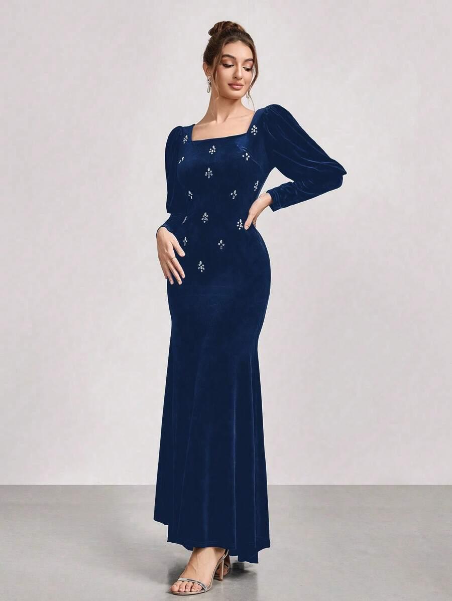 SUKIENKA ELEGANCKA MAXI Z KRYSZTAŁKAMI
