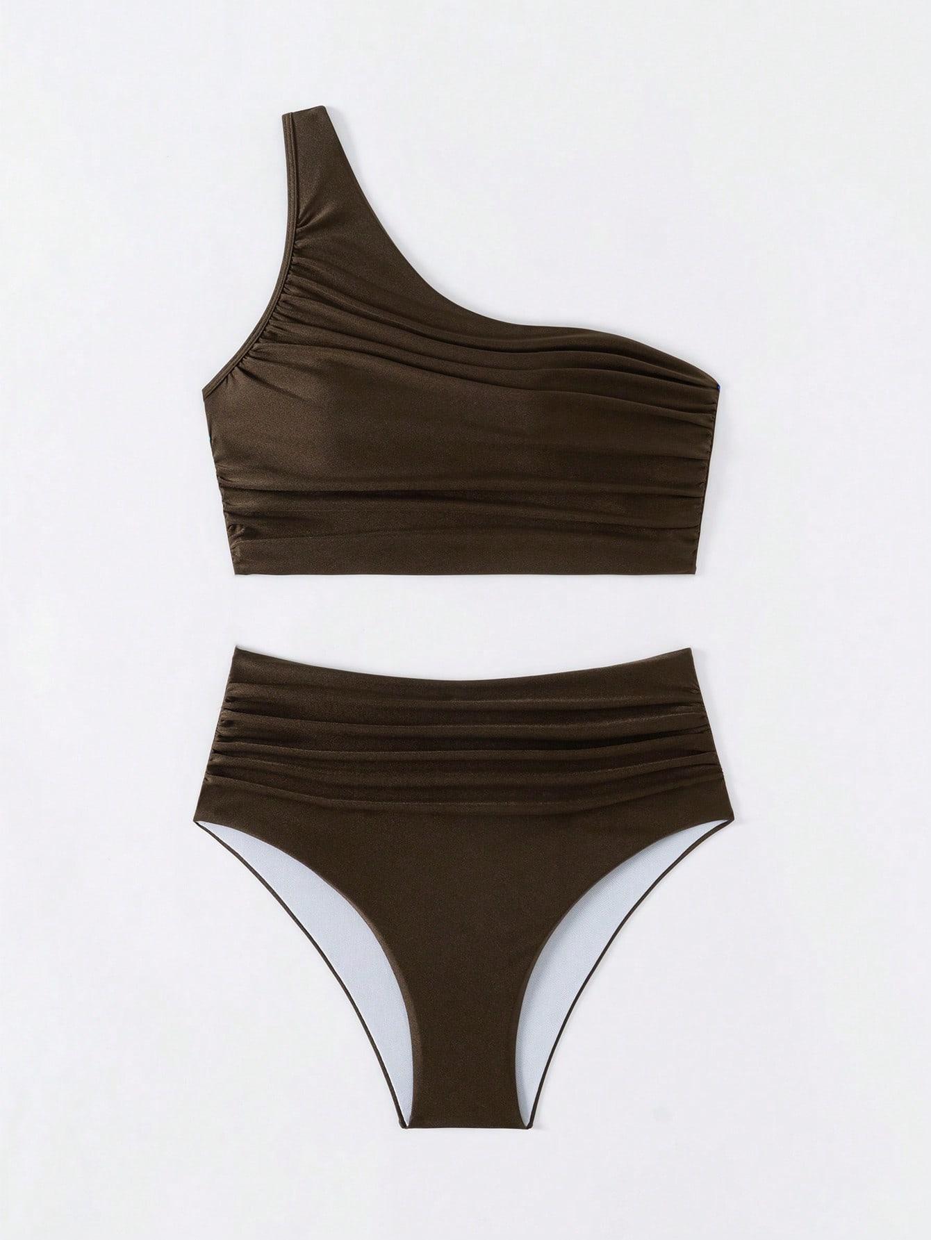 BRĄZOWY DÓŁ OD BIKINI marszczenie