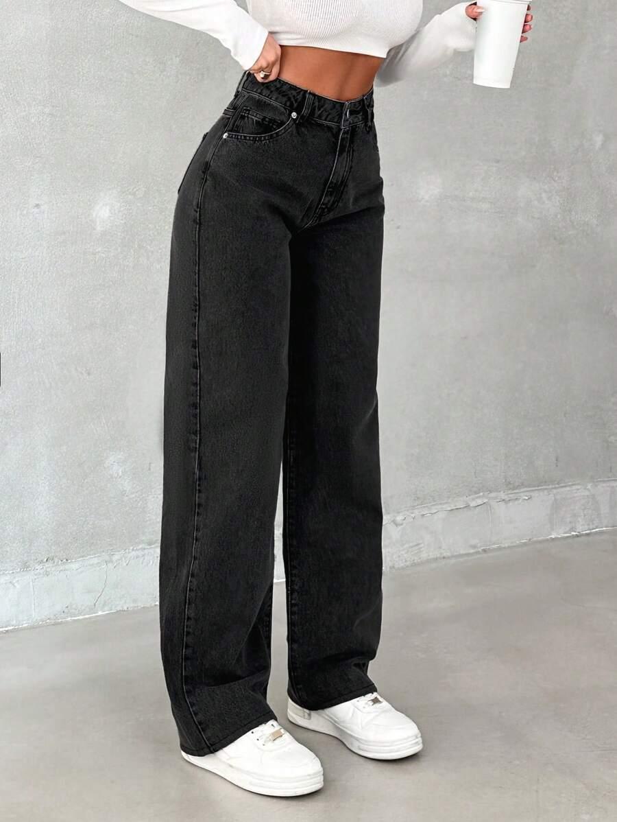 CZARNE SPODNIE JEANS 