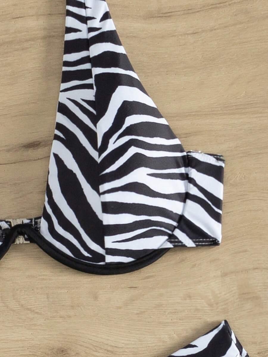 dwuczęściowy strój kąpielowy animal print