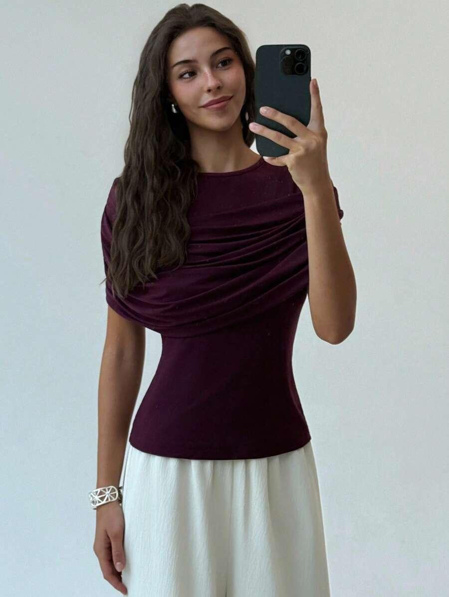 fioletowy top casual
