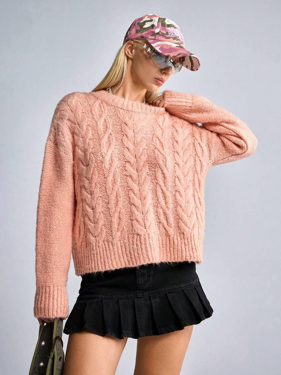 różowy sweter dzianina