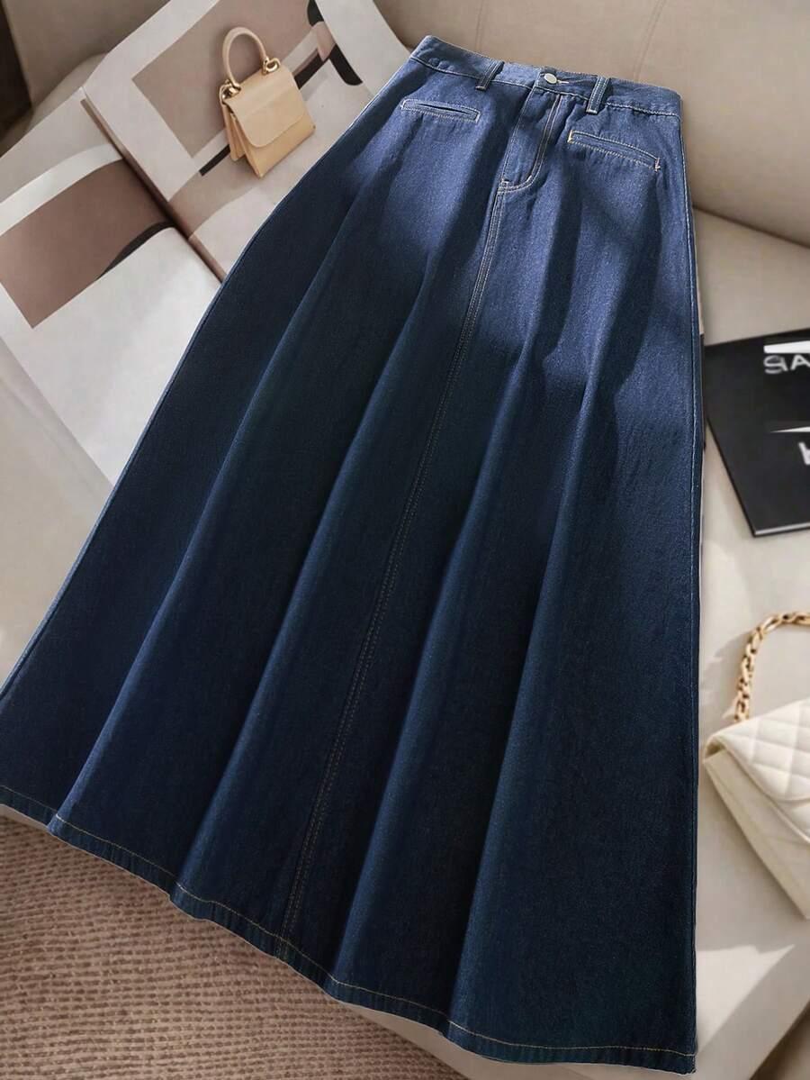 GRANATOWA SPÓDNICA JEANS