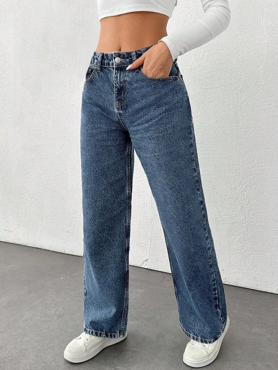 GRANATOWE SPODNIE JEANS