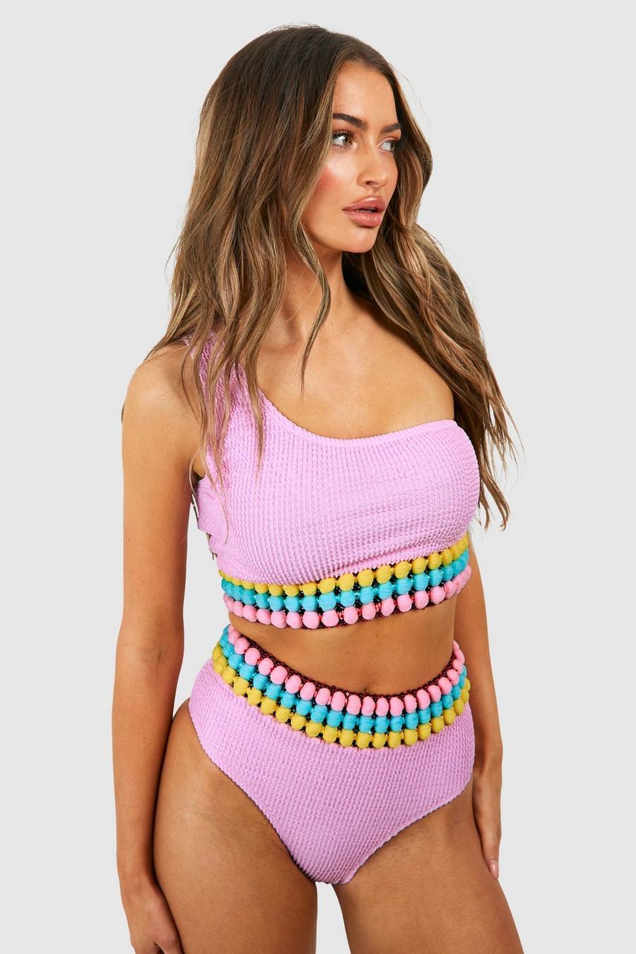 różowy dół od bikini zdobienia 