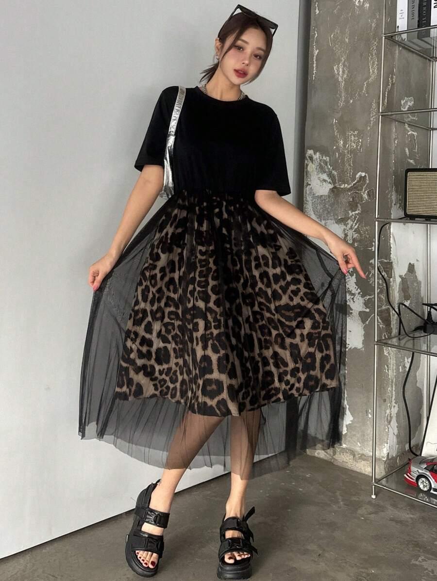 CZARNA SUKIENKA ANIMAL PRINT