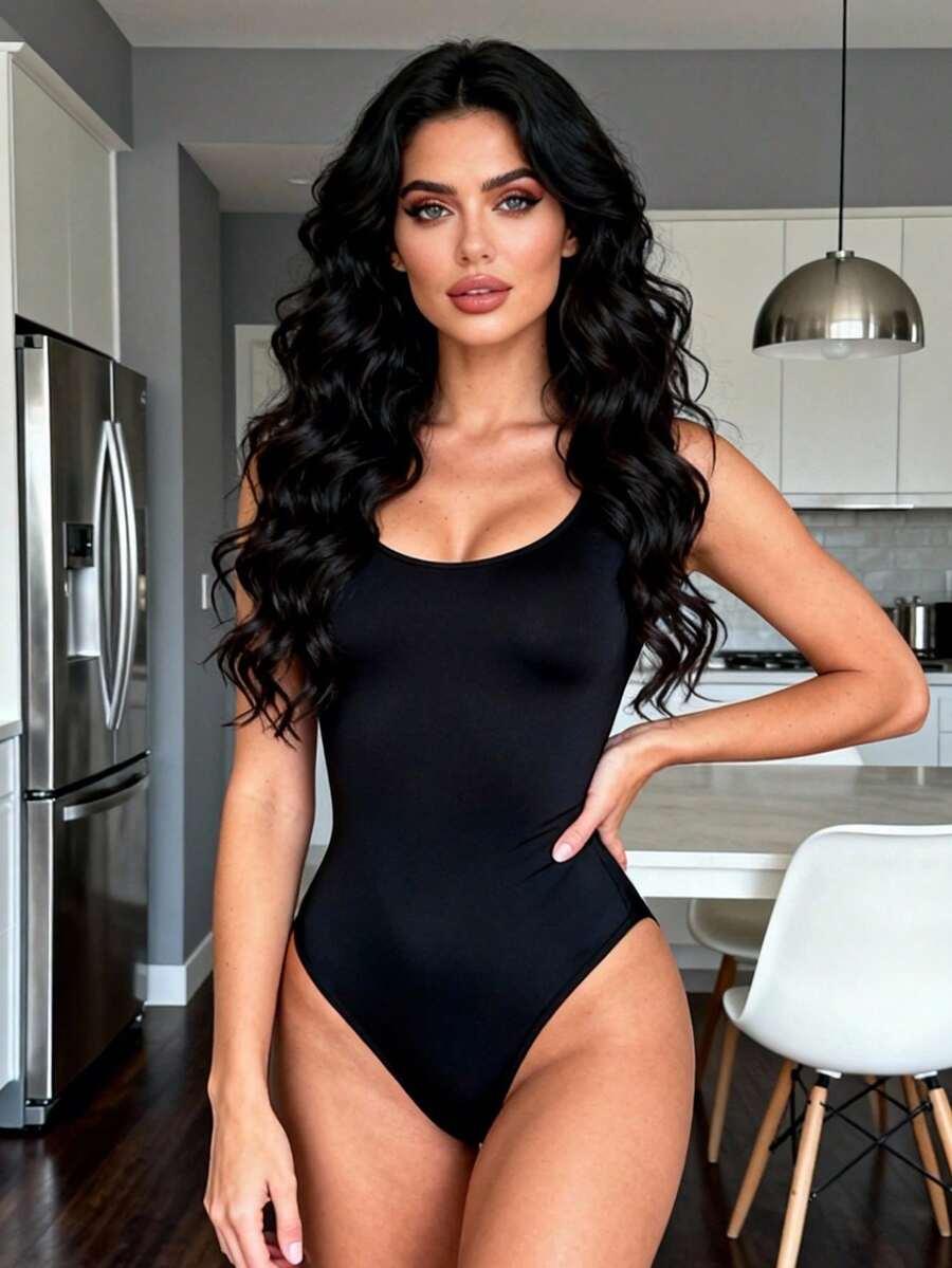 czarne modelujące body na ramiączkach