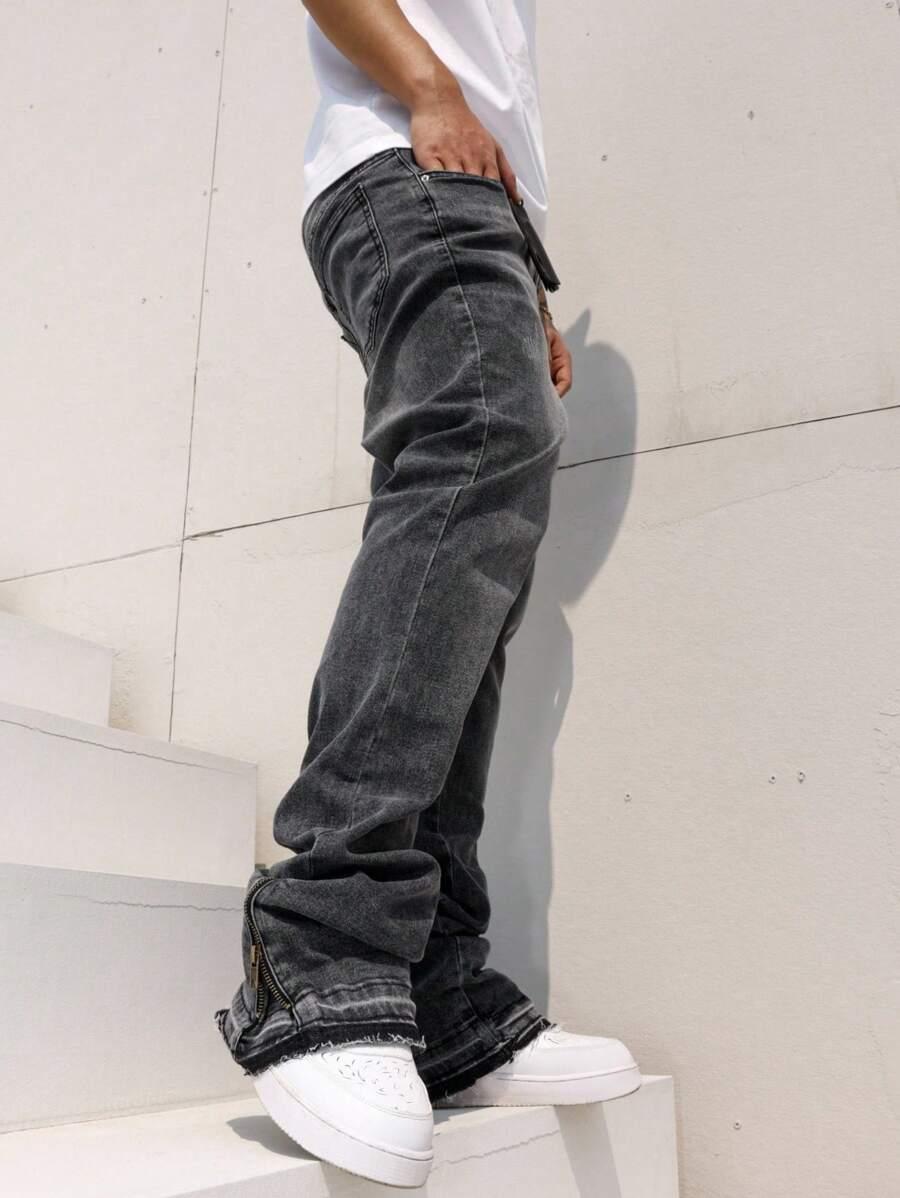 SZARE SPODNIE JEANS KIESZENIE