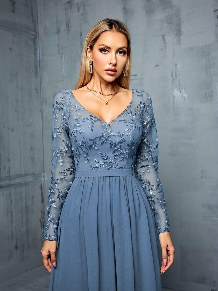 NIEBIESKA MAXI SUKIENKA KORONKA