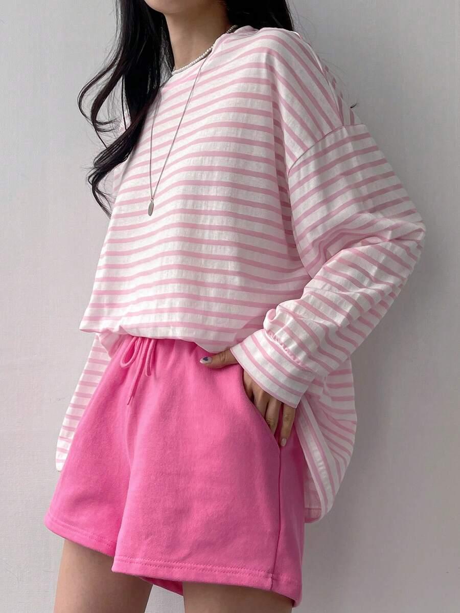BLUZKA W PASKI OVERSIZE 