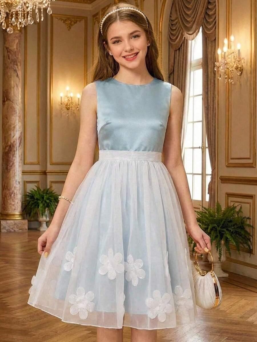 DZIECZĘCA ROZKLOSZOWANA SUKIENKA Z TIULEM 