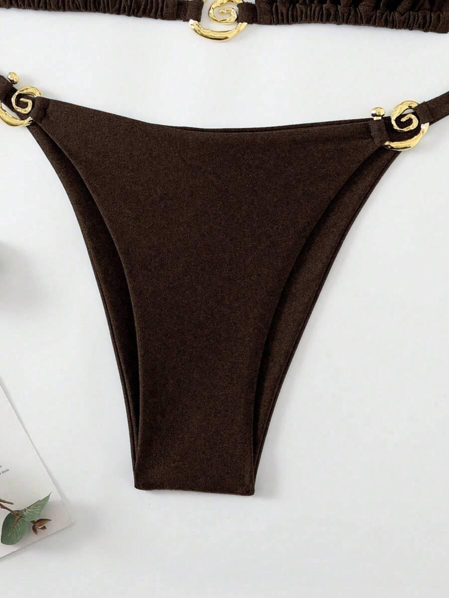 brązowy dół od bikini zdobienie