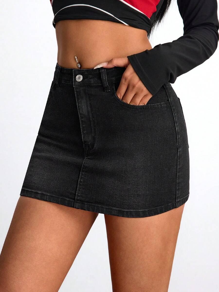 CZARNA MINI JEANSOWA SPÓDNICZKA 