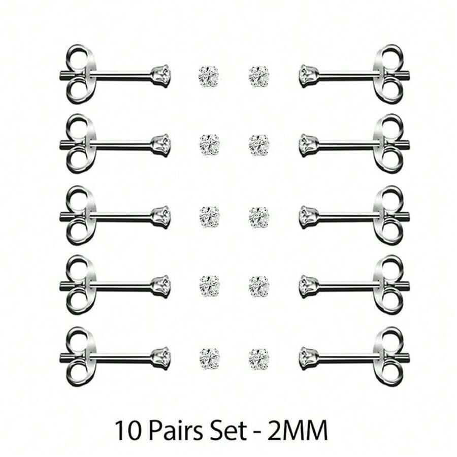 klasyczne srebrne kolczyki 10-pack