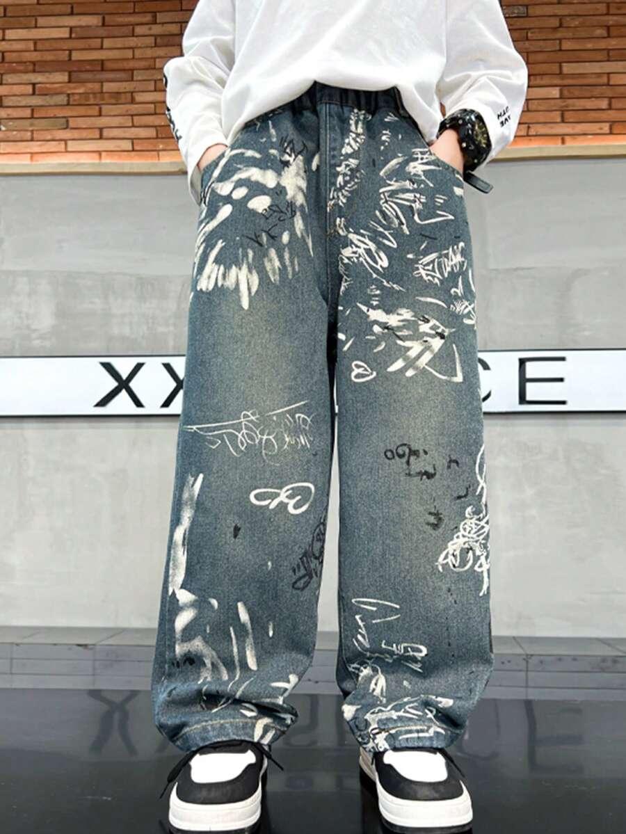 spodnie jeans graffiti