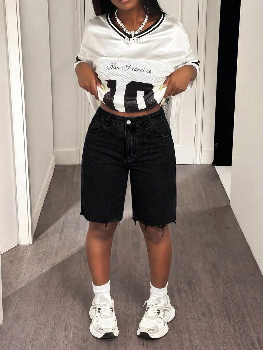 czarne spodenki jeans