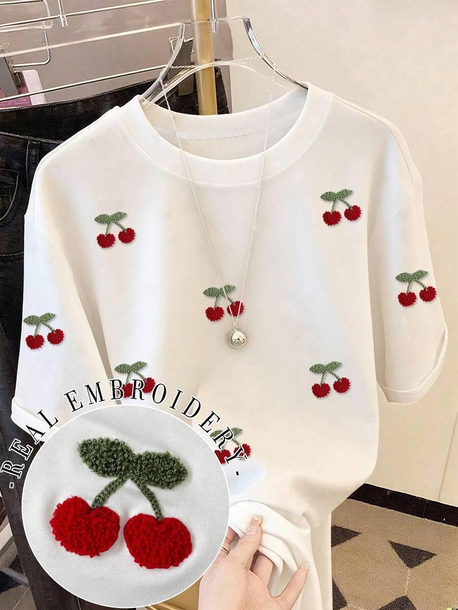 biały t-shirt haft