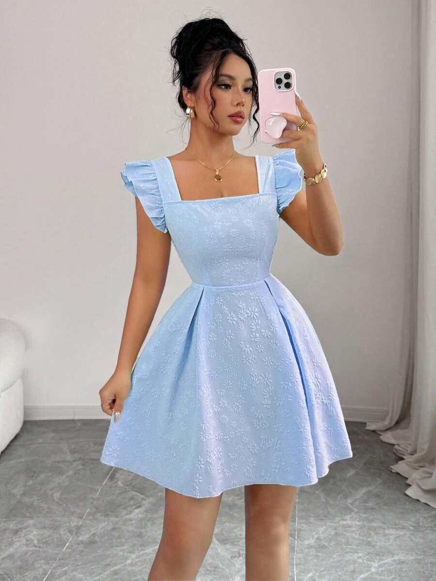 niebieska mini sukienka