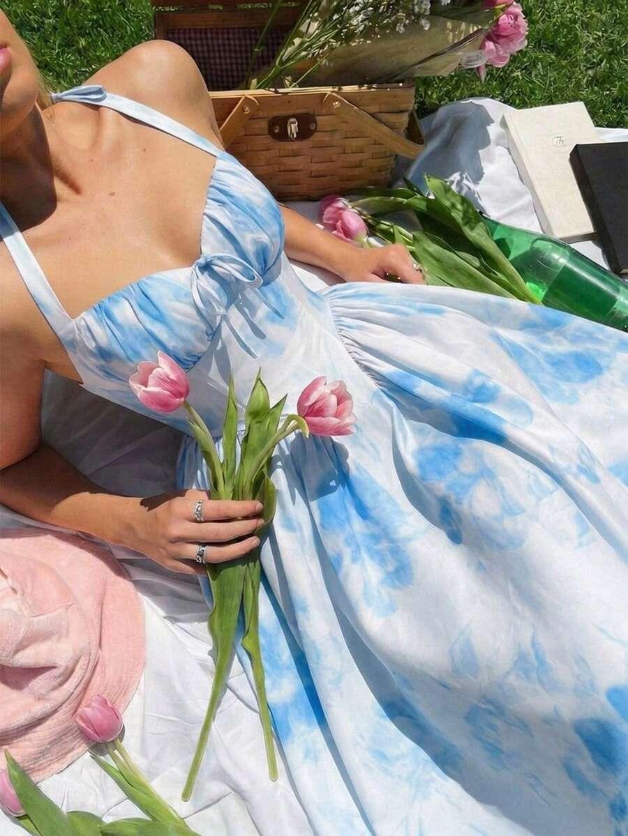 niebieska maxi sukienka