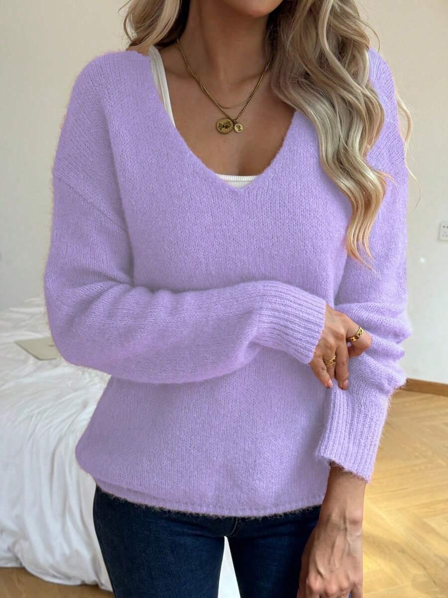 fioletowy dzianinowy sweter 