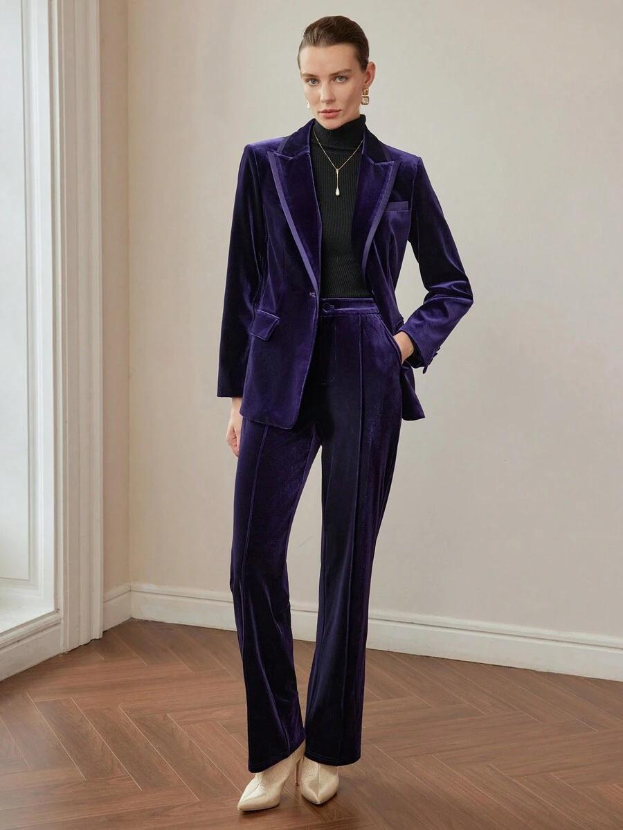 fioletowe eleganckie spodnie