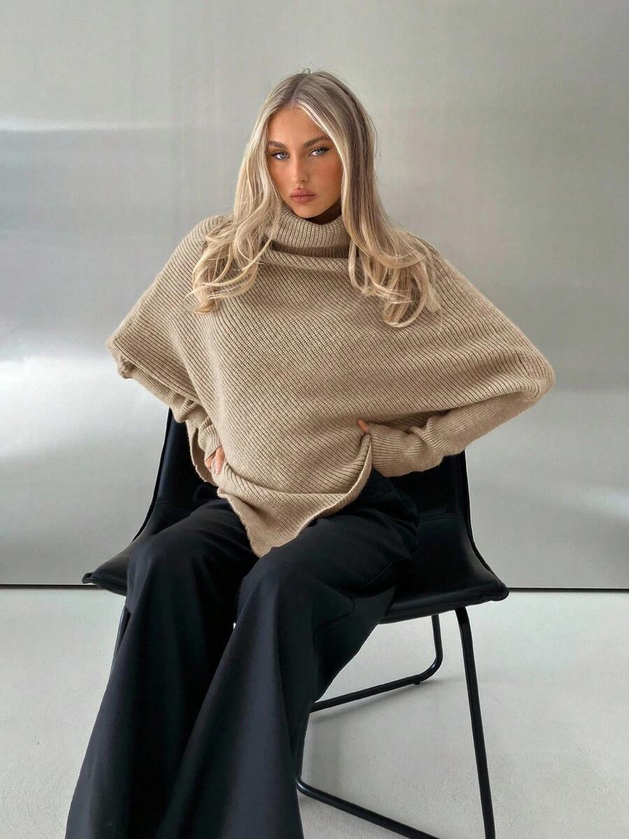 beżowy sweter golf