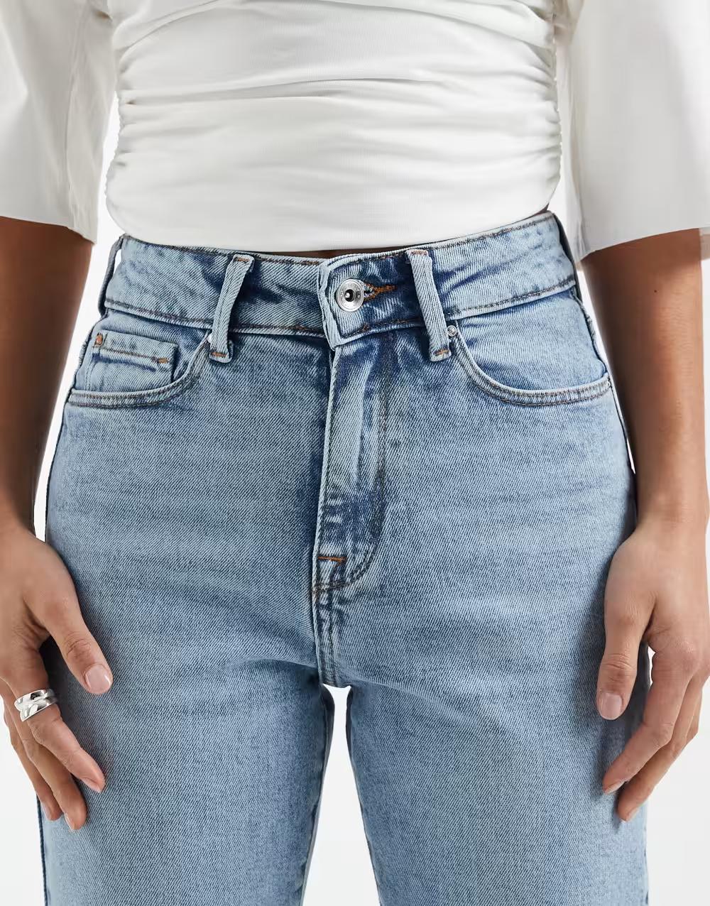 niebieskie spodnie jeans wysoki stan