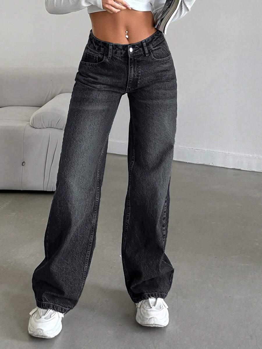 CZARNE SPODNIE JEANS