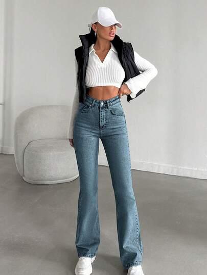 niebieskie spodnie jeans 