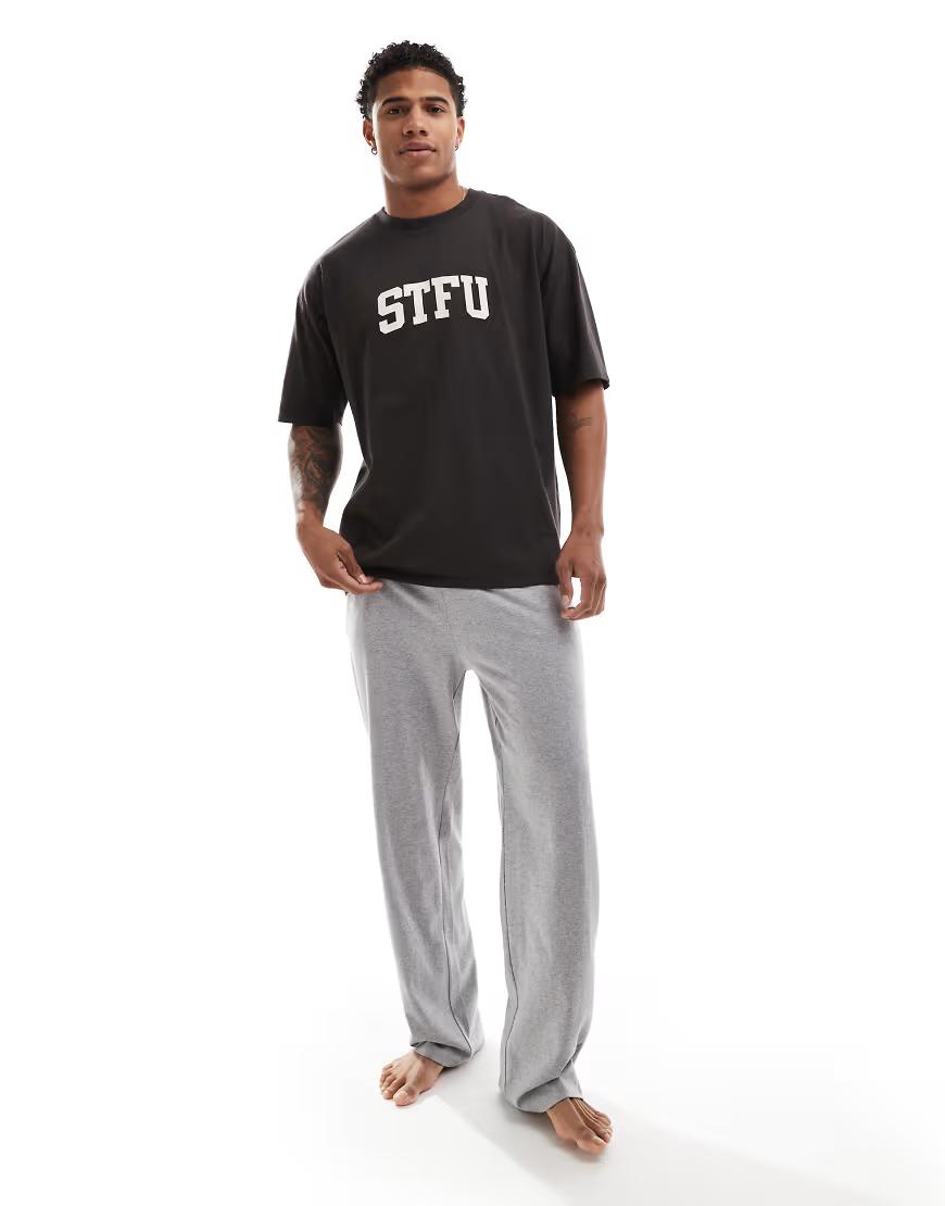 BRĄZOWA GÓRA OD PIŻAMY T-SHIRT NAPIS STFU 