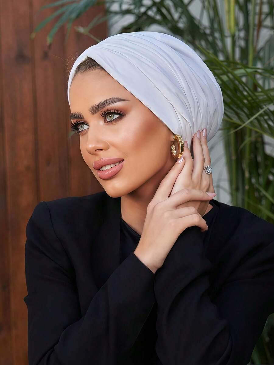 biały turban na głowę