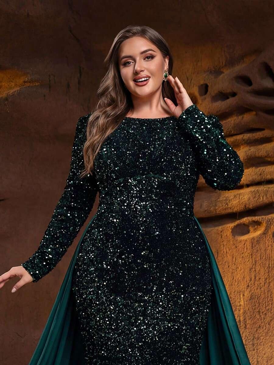ZIELONA MAXI SUKIENKA CEKINY