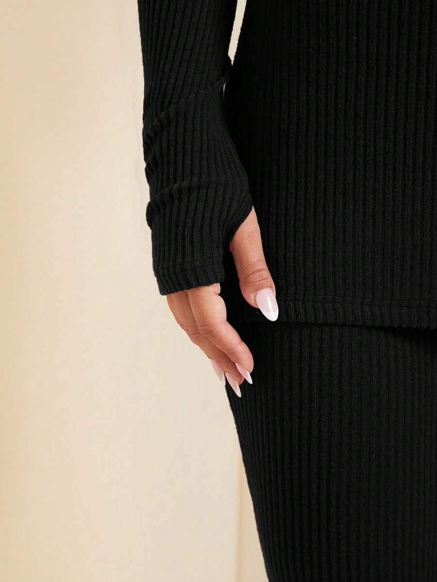CZARNY KOMPLET BLUZKA LEGGINSY PRĄŻKI