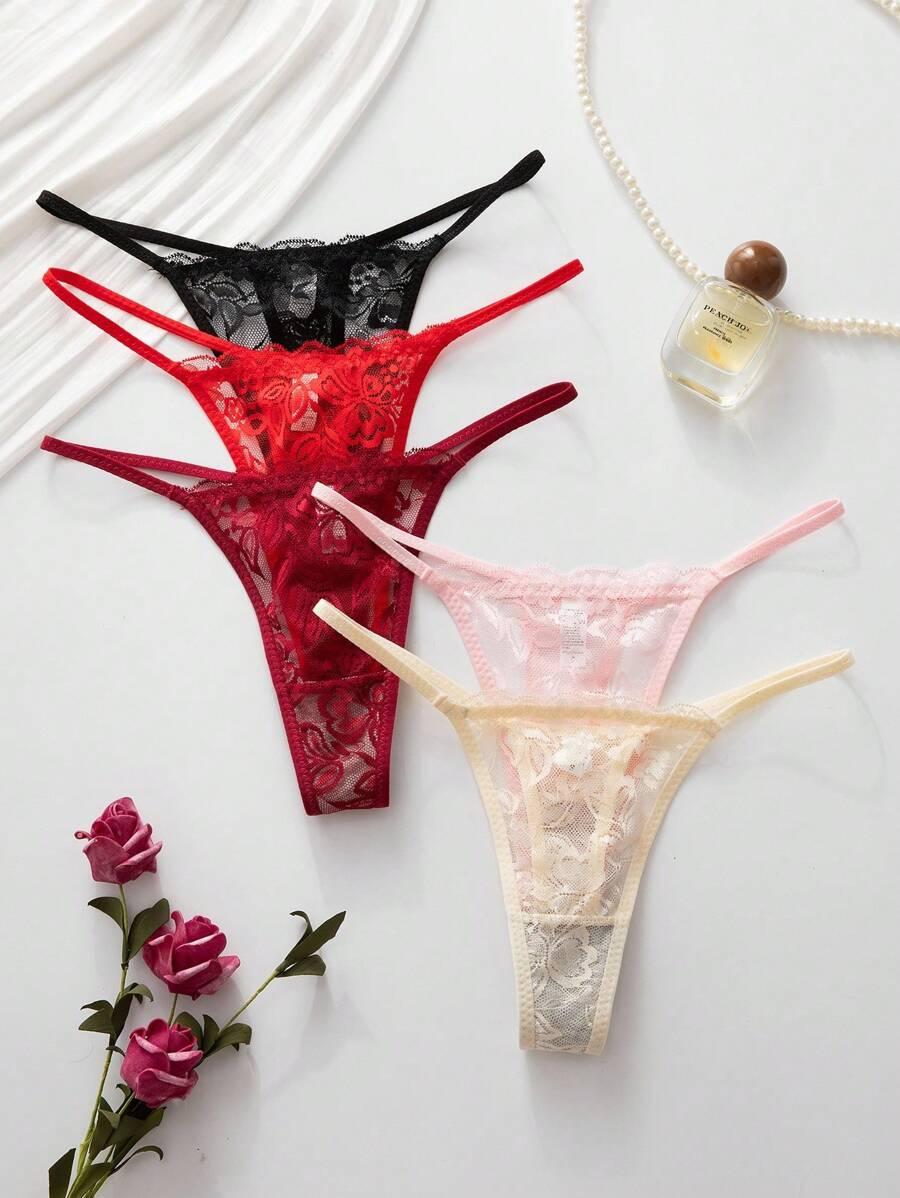 majtki stringi koronka 3-pack 