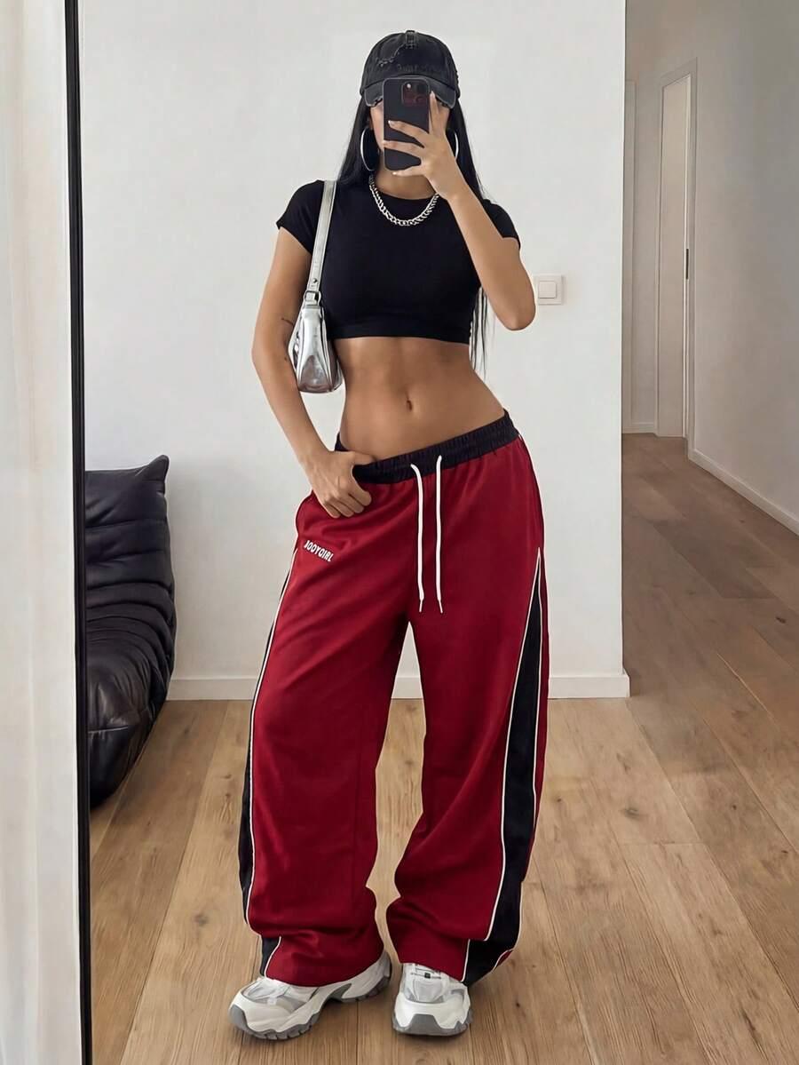 czerwone spodnie casual 