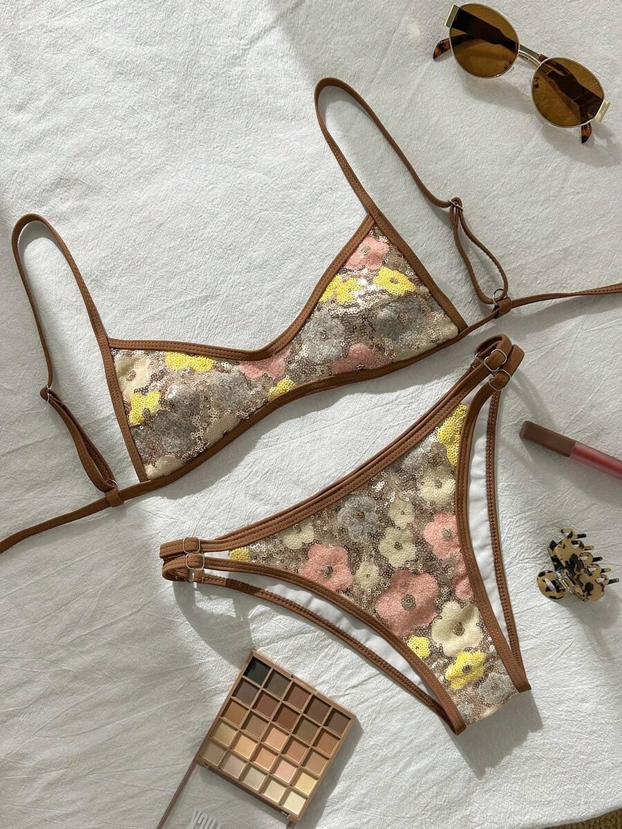 STRÓJ KĄPIELOWY DWUCZĘŚCIOWY W KWIATY
