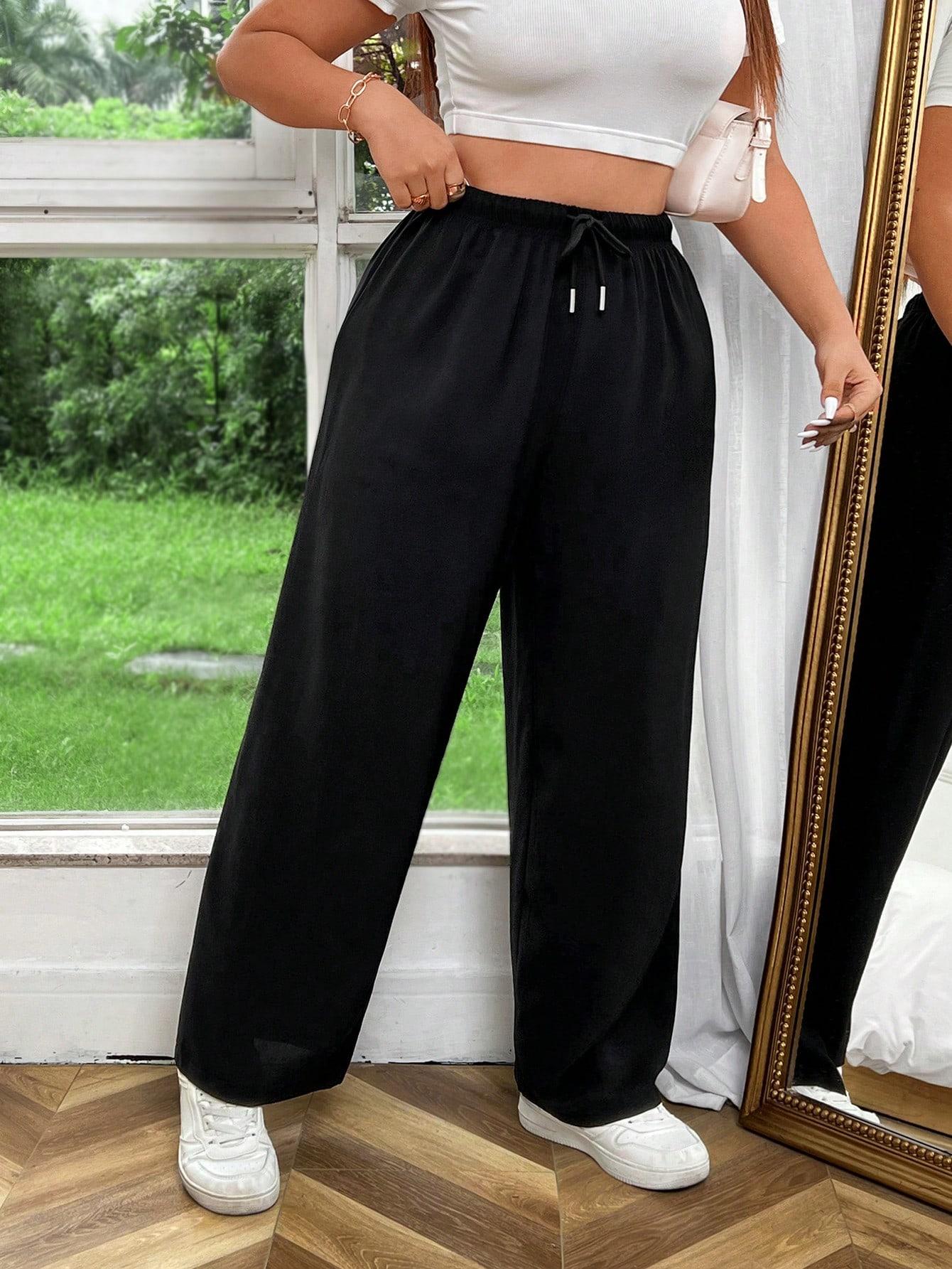 CZARNE SPODNIE Z GUMKĄ W PASIE WIĄZANIE CASUAL