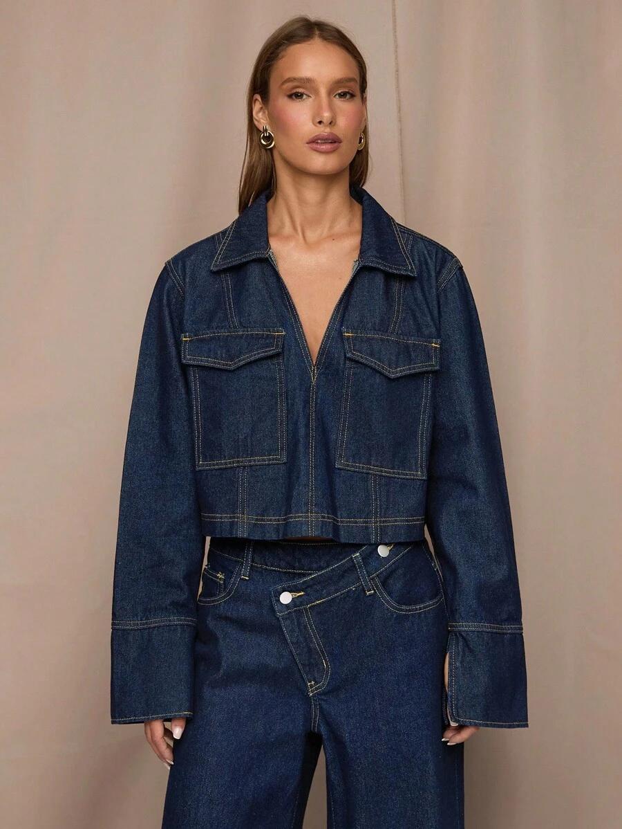 GRANATOWA KURTKA JEANS