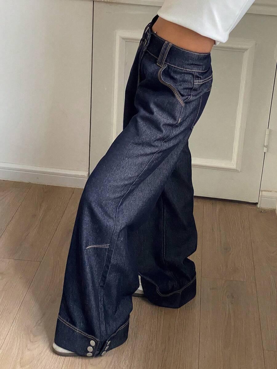 GRANATOWE SPODNIE JEANS
