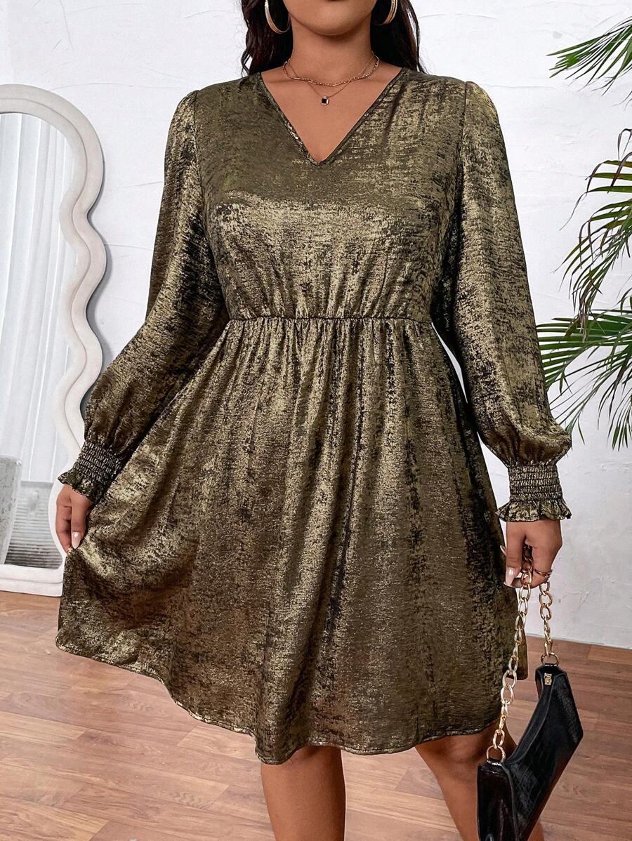 SUKIENKA GLAMOUR V-NECK Z DŁUGIM RĘKAWEM 