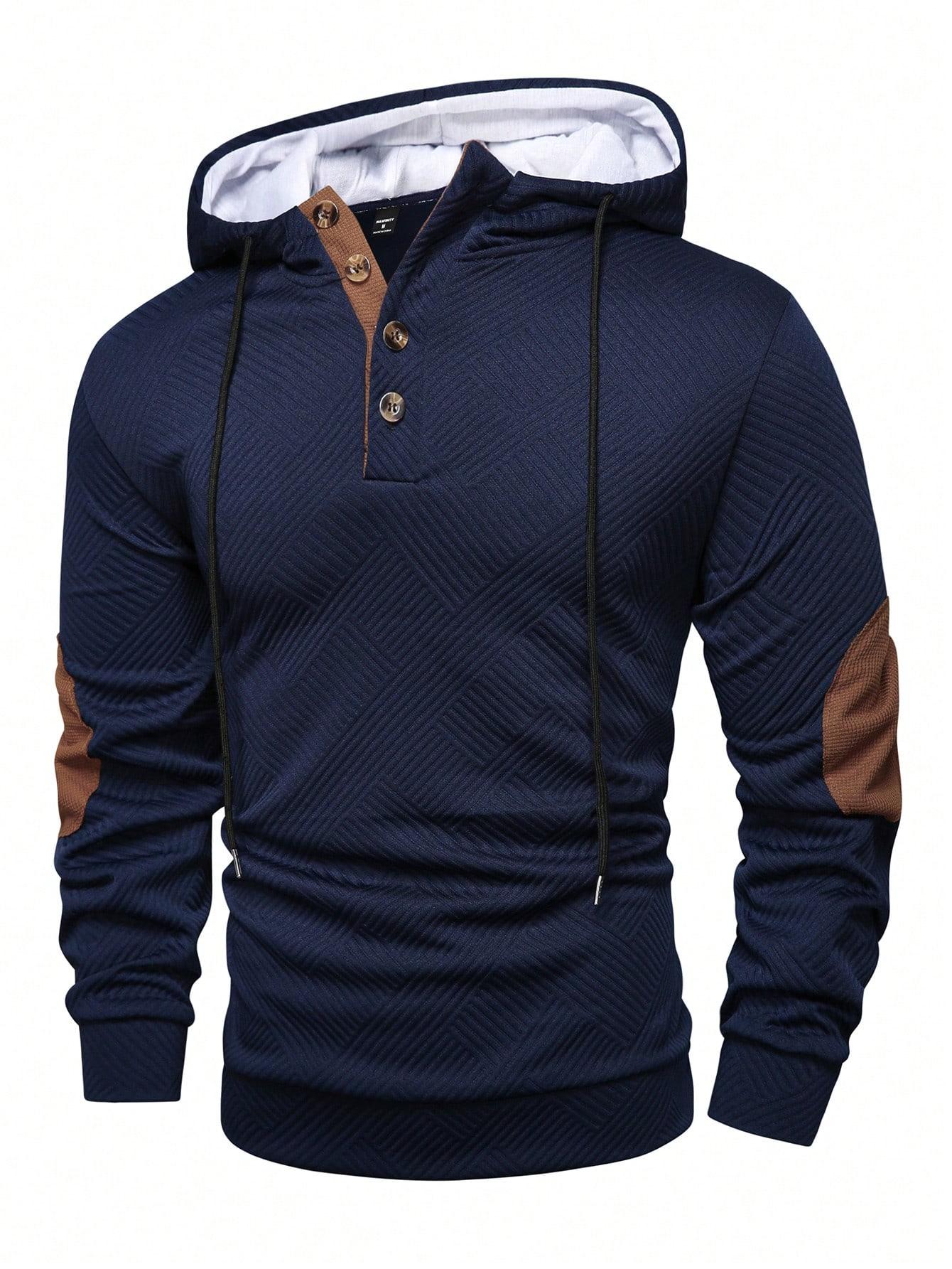 GRANATOWA BLUZA TEKSTURA KAPTUR 