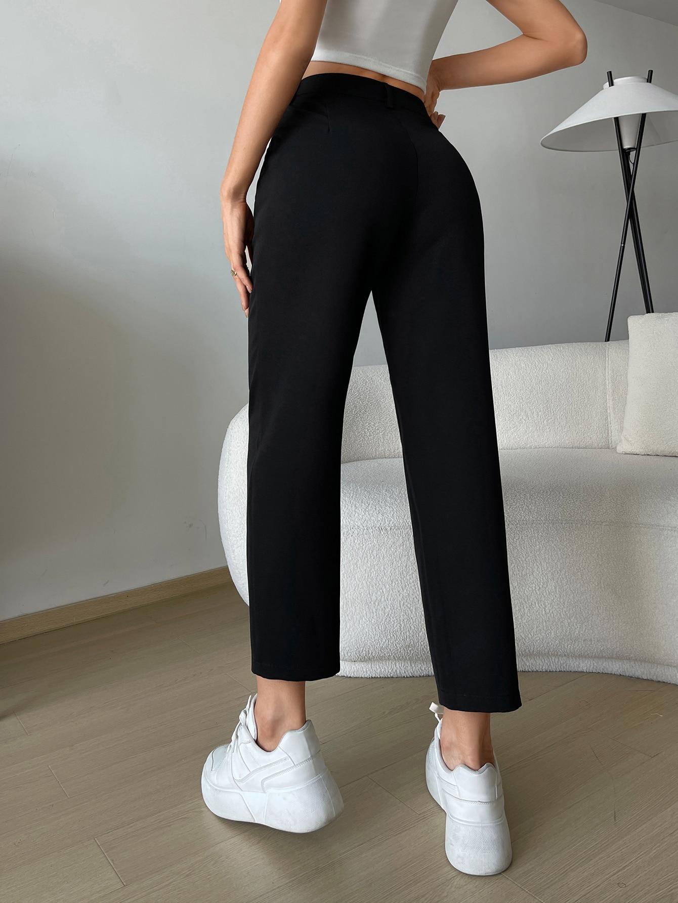 CZARNE SPODNIE CASUAL ZAMEK