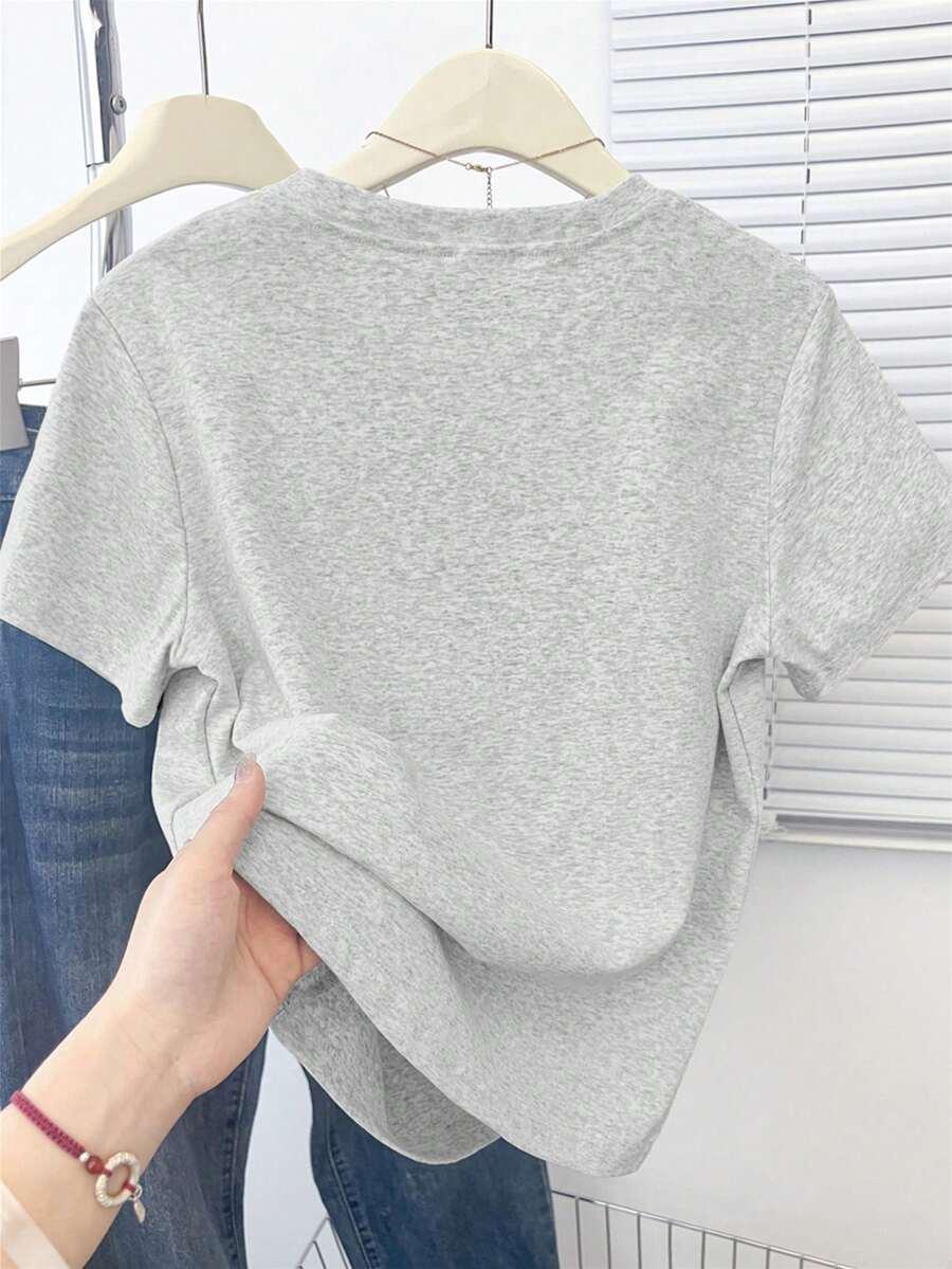 SZARY T-SHIRT HAFT